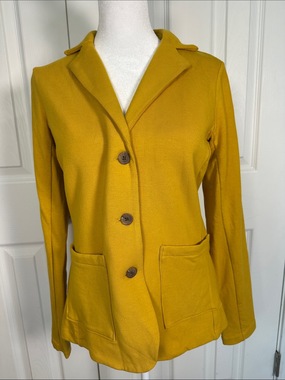 Tahari Mustard Yellow Button-Front Blazer Jacket